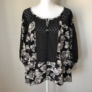 Free People Floral Boho Festival Gypsy Tunic Top